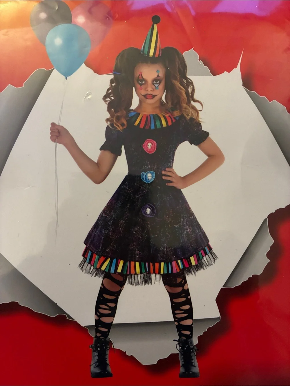 Morph Costumes Rainbow Clown Kids Halloween Costume - Size Large